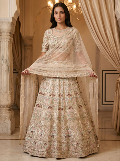 Blush Pink Floral Embroidered Bridal Lehenga