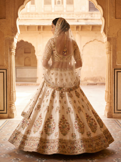 Blush Pink Floral Embroidered Bridal Lehenga