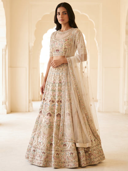 Blush Pink Floral Embroidered Bridal Lehenga
