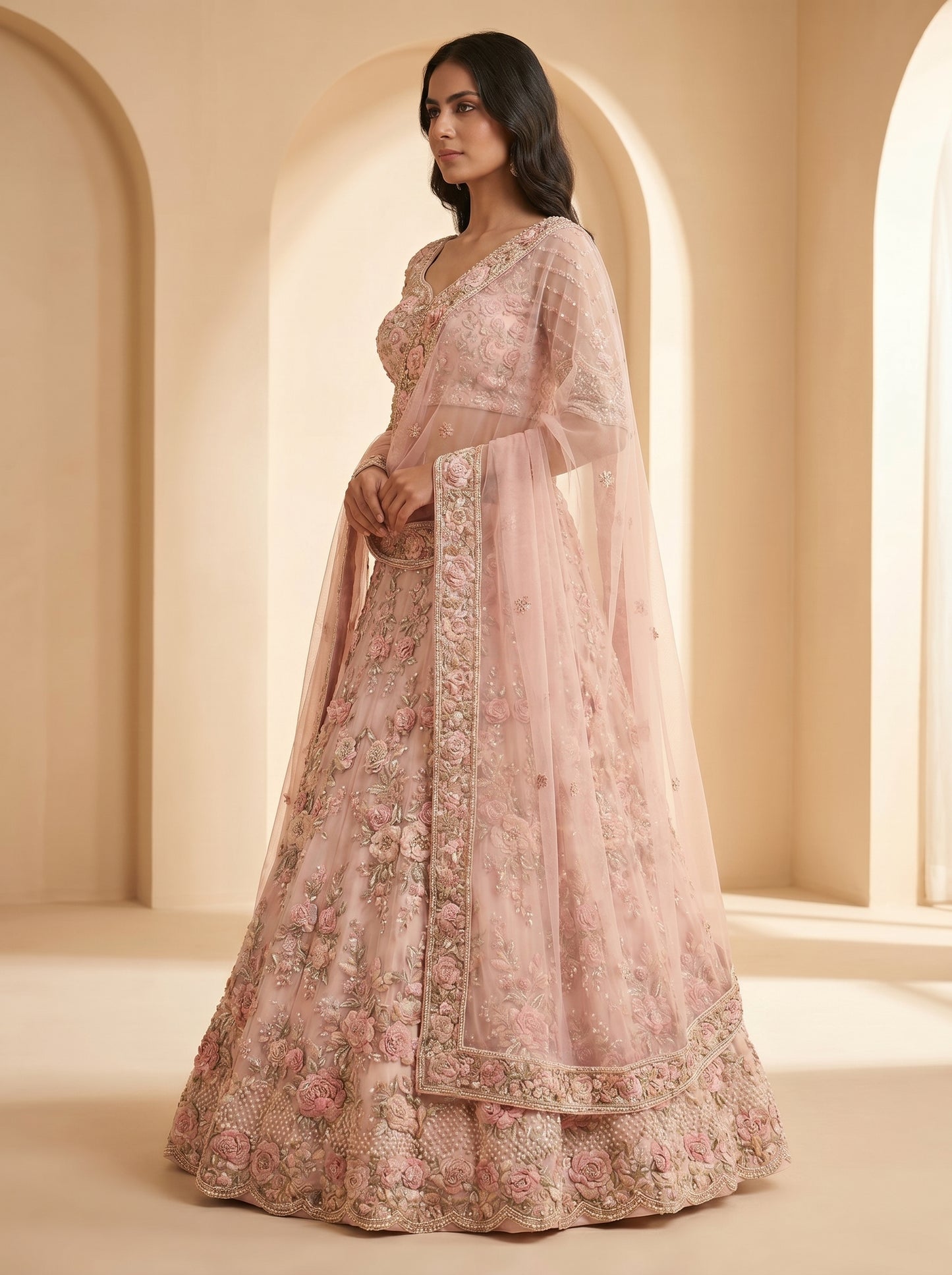 Ivory Zardozi Bridal Lehenga Choli