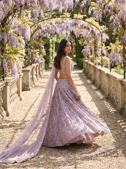 Dusty Lavender Designer Bridal Lehenga