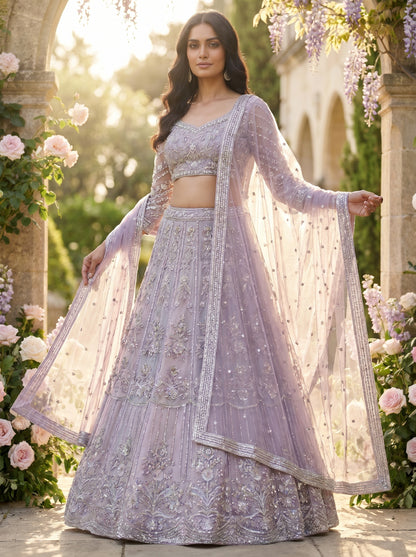Dusty Lavender Designer Bridal Lehenga
