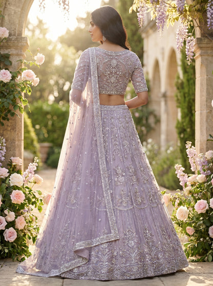 Dusty Lavender Designer Bridal Lehenga